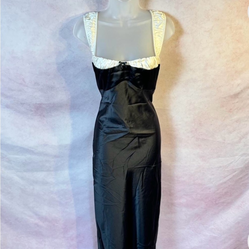 Black and White Satin Gown Emmert Maxi